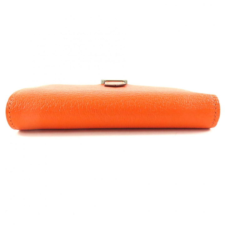 新品 HERMES 二つ折り財布 BEAN コンパクト オレンジ シェーブ レディース