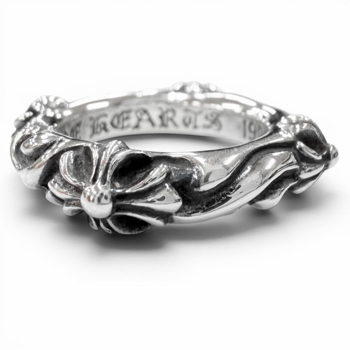 Excellent CHROME HEARTS Ring SBT BAND RG Scroll Band Ring Silver SV925 mens