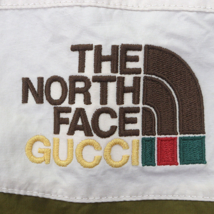 Excellent GUCCI THE NORTH FACE mountain hoodie khaki Nylon mens S 663759
