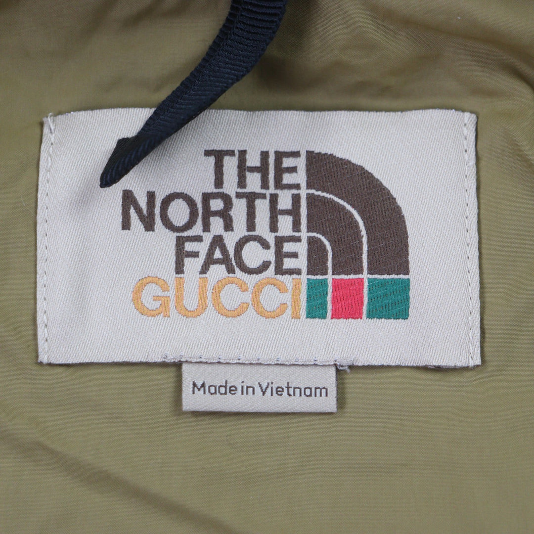 Excellent GUCCI THE NORTH FACE mountain hoodie khaki Nylon mens S 663759