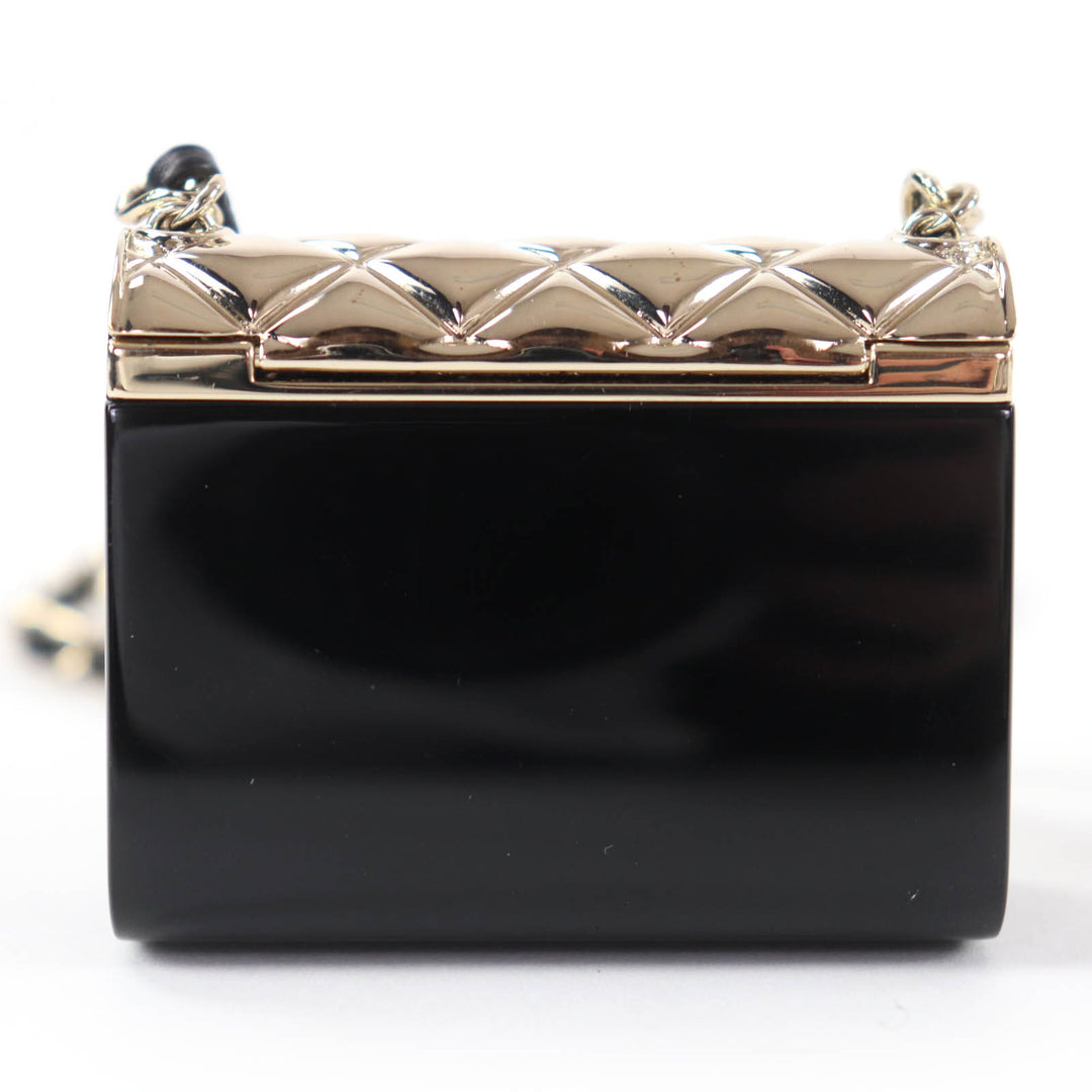 Great CHANEL Necklace Matelasse Bag Motif COCO Mark Pill Case Leather Chain B22P