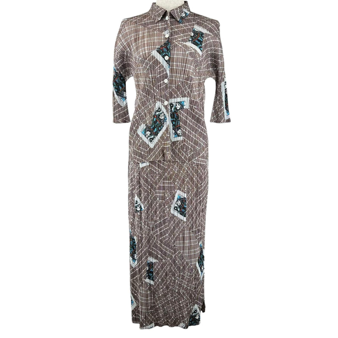 Excellent PLEATS PLEASE two-piece set Overall handle multicolor polyester Women