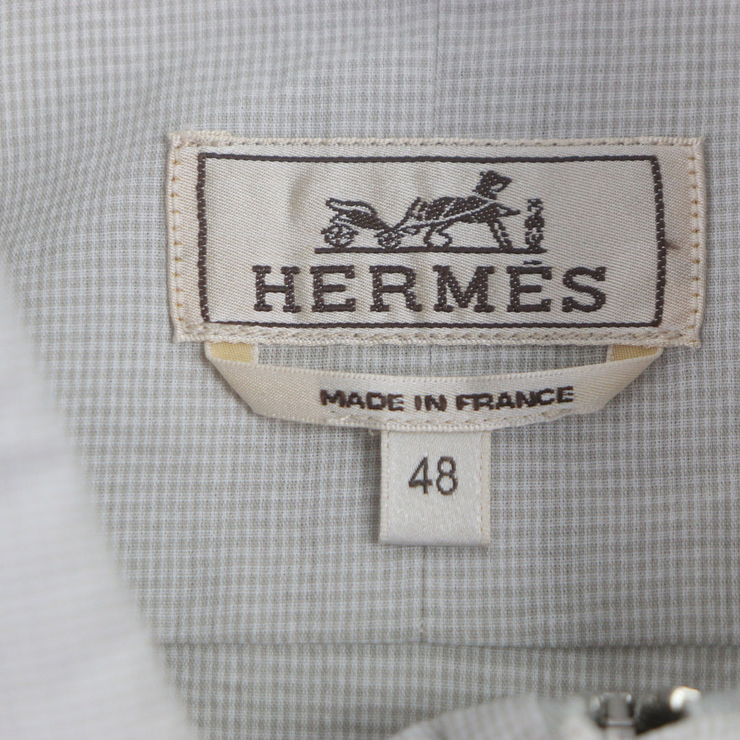 HERMES 長袖シャツ ミニヴィシー ライトグレー コットン メンズ 48 美品