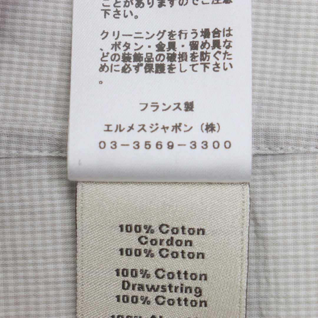 HERMES 長袖シャツ ミニヴィシー ライトグレー コットン メンズ 48 美品
