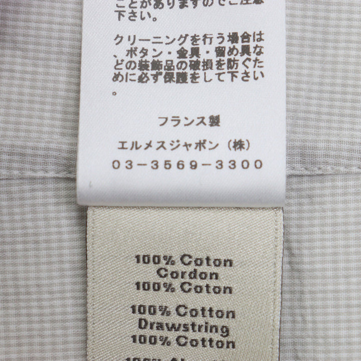 HERMES 長袖シャツ ミニヴィシー ライトグレー コットン メンズ 48 美品