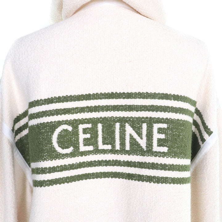 Excellent CELINE cardigan Logo-embossed leather belt Metal hooded 36 2V81G285Q
