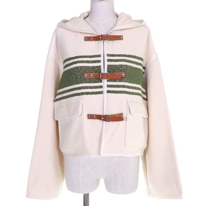 Excellent CELINE cardigan Logo-embossed leather belt Metal hooded 36 2V81G285Q