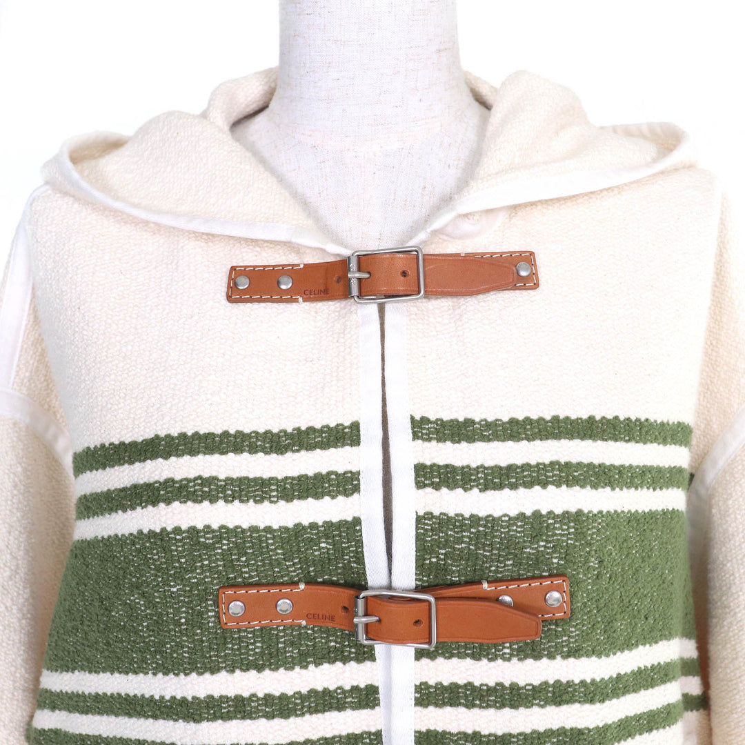 Excellent CELINE cardigan Logo-embossed leather belt Metal hooded 36 2V81G285Q