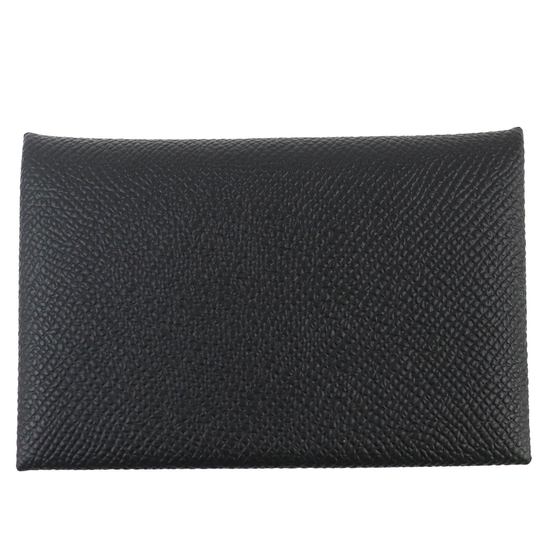 Pristine HERMES Card Case Calvi Business Coin case black Epsom Leather