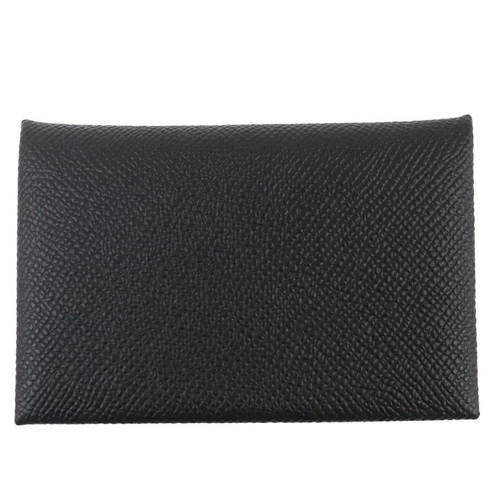 Pristine HERMES Card Case Calvi Business Coin case black Epsom Leather
