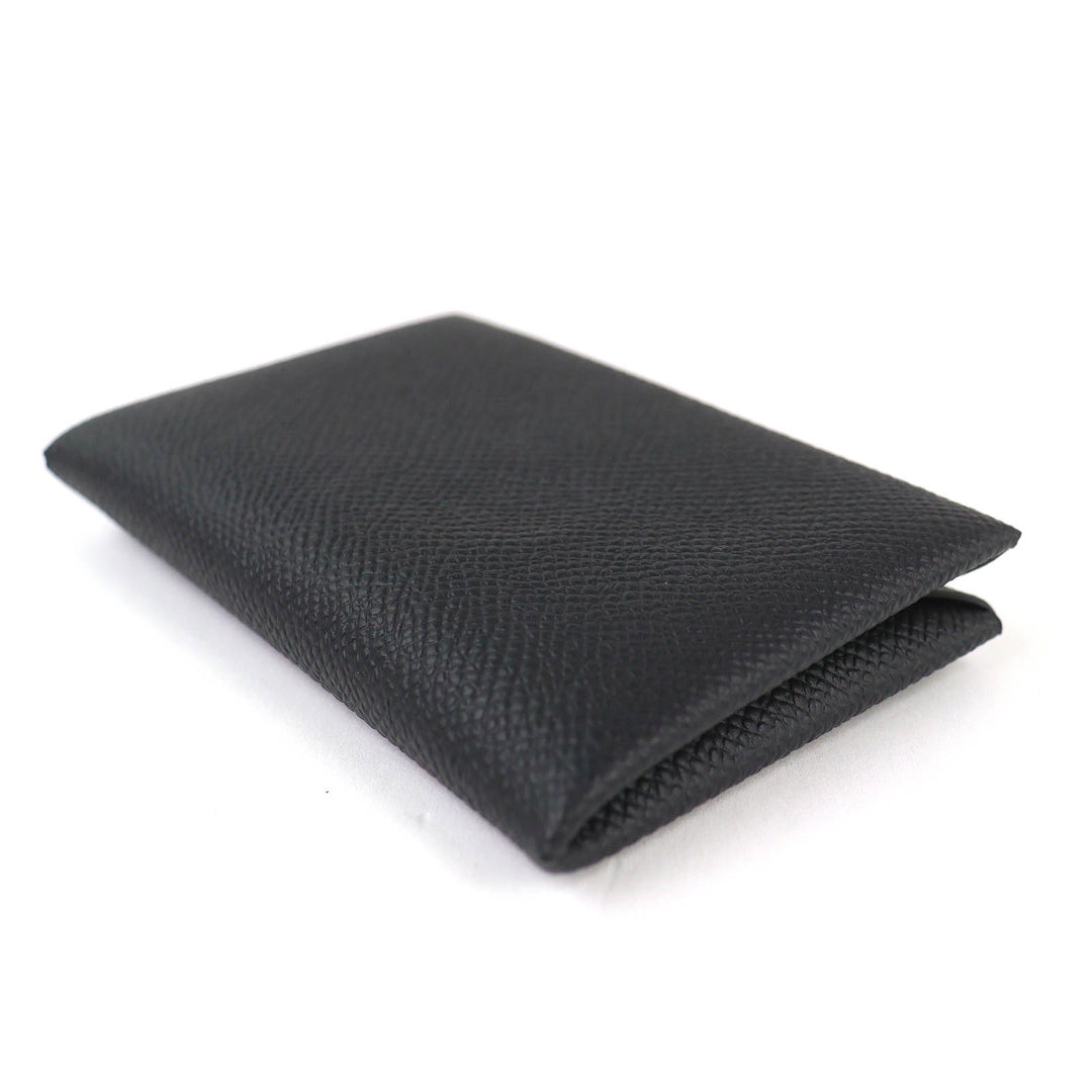 Pristine HERMES Card Case Calvi Business Coin case black Epsom Leather