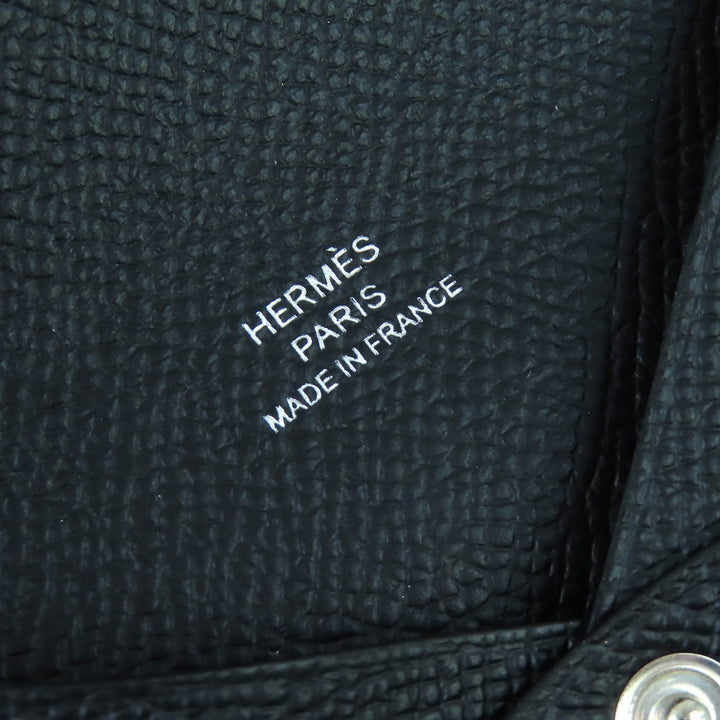 Pristine HERMES Card Case Calvi Business Coin case black Epsom Leather