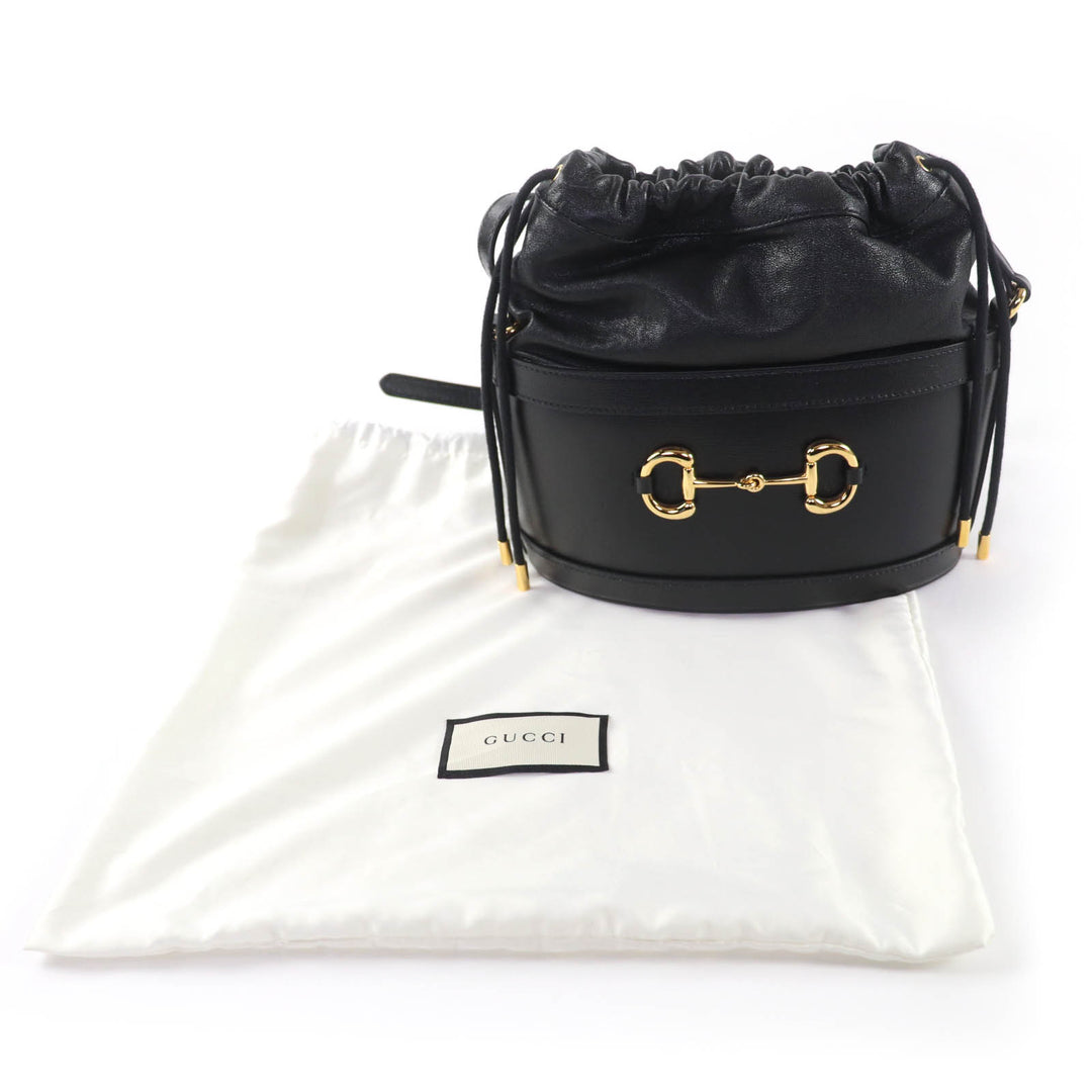 Excellent GUCCI Shoulder Bag black leather Women 602118