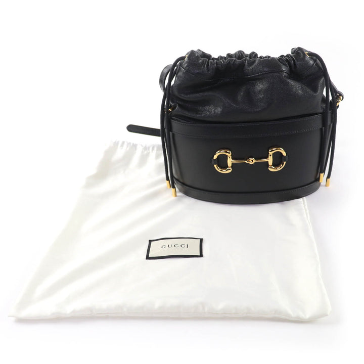 Excellent GUCCI Shoulder Bag black leather Women 602118