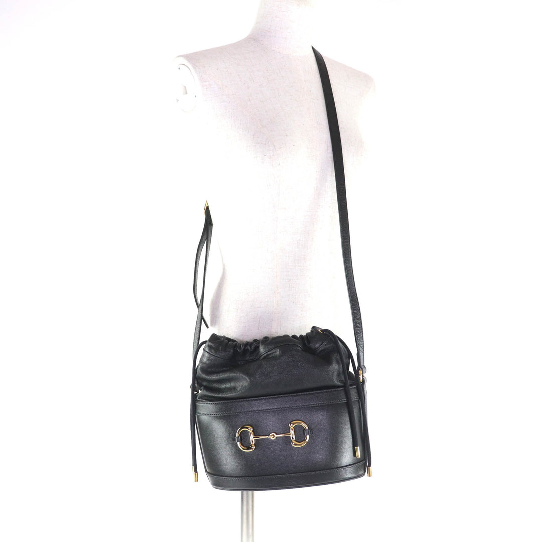 Excellent GUCCI Shoulder Bag black leather Women 602118