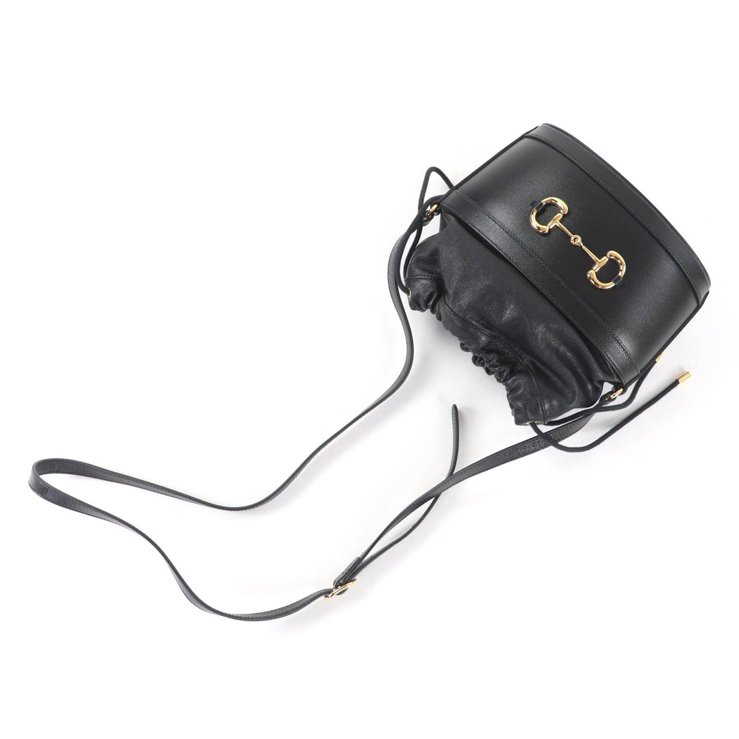 Excellent GUCCI Shoulder Bag black leather Women 602118