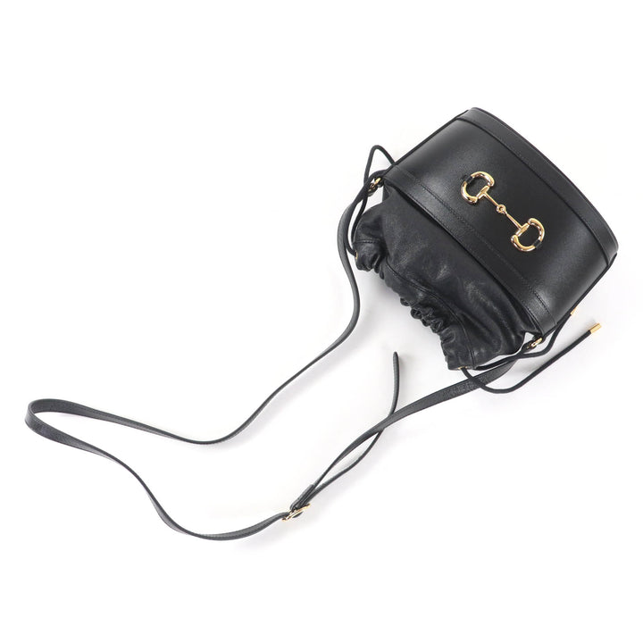 Excellent GUCCI Shoulder Bag black leather Women 602118