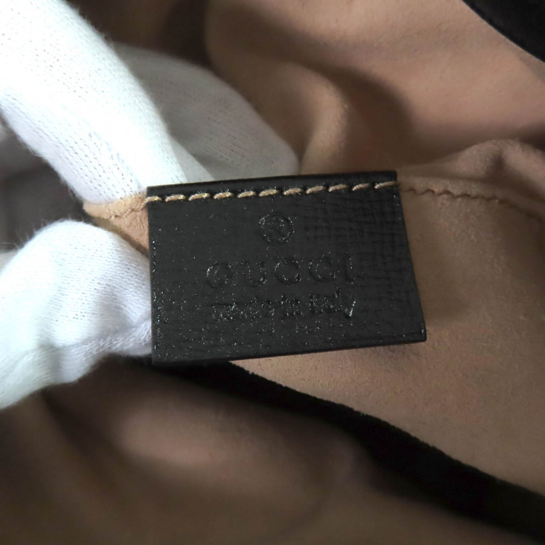Excellent GUCCI Shoulder Bag black leather Women 602118