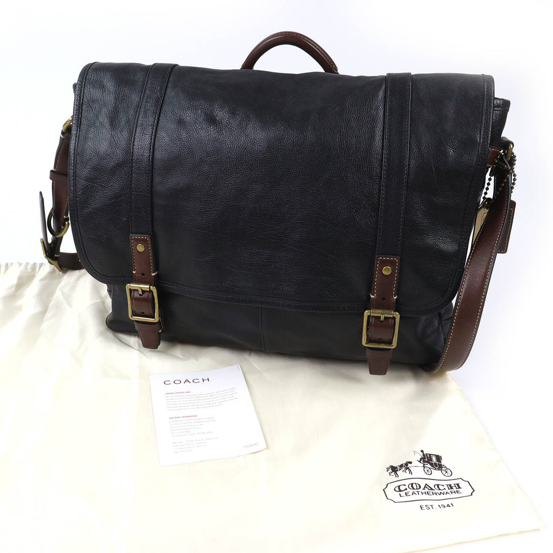 Great COACH Shoulder Bag HARRISON LEATHER MEDIUM MESSENGER black 70386