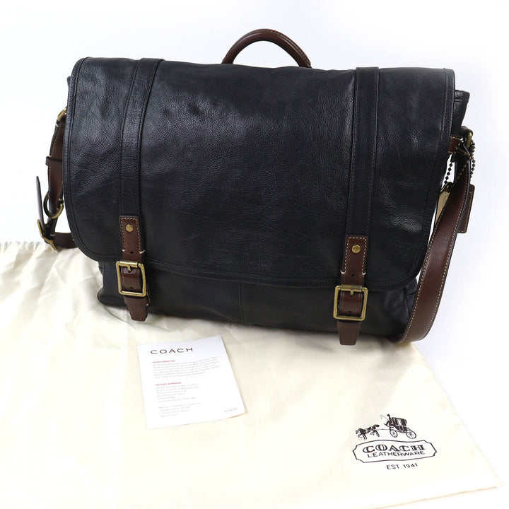 Great COACH Shoulder Bag HARRISON LEATHER MEDIUM MESSENGER black 70386
