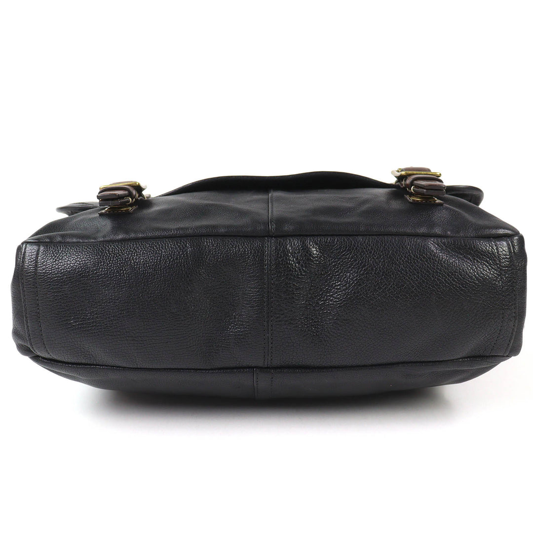 Great COACH Shoulder Bag HARRISON LEATHER MEDIUM MESSENGER black 70386