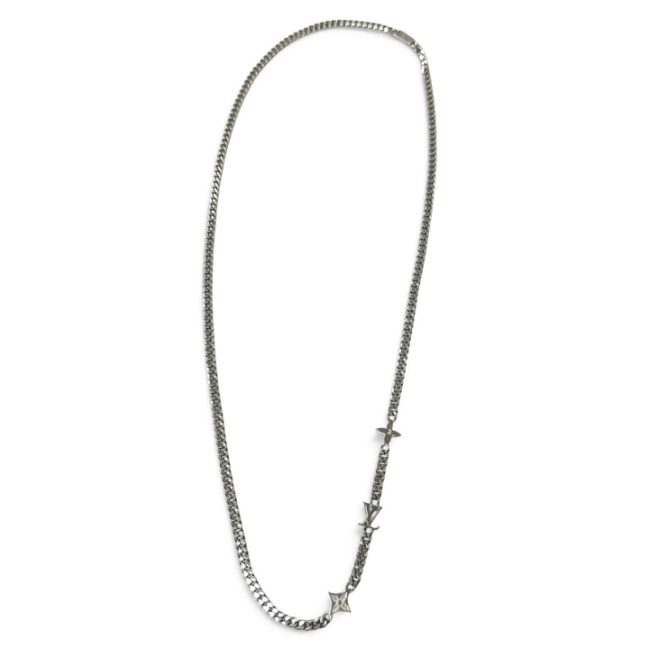 Great LOUIS VUITTON Necklace Room Monogram Row Silver mens M01490