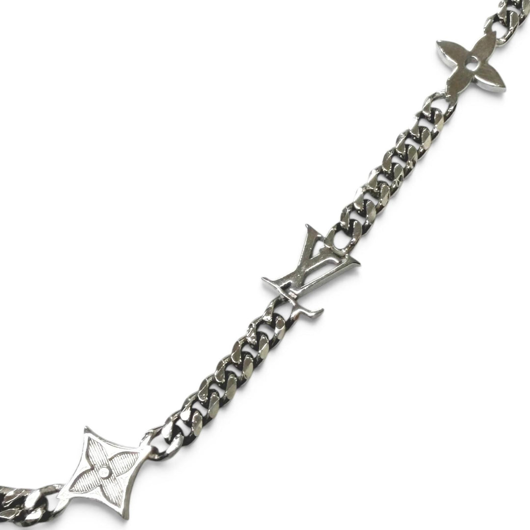 Great LOUIS VUITTON Necklace Room Monogram Row Silver mens M01490