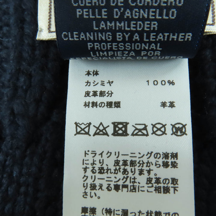 Excellent HERMES Scarf Tri-Maillon Leather Chaine d'Ancre Knit cashmere