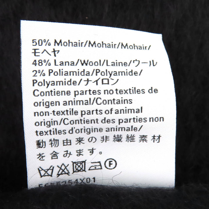 Excellent LOEWE Scarf Anagram Leather Patch with Fringe, Long black mohair Women