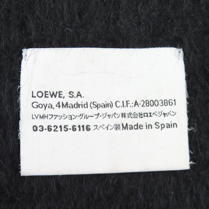 Great LOEWE Scarf Anagram logo patch fringe long black mohair Women