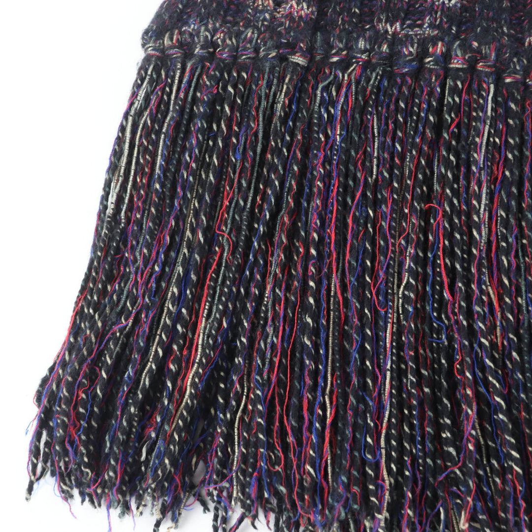 Great CHANEL Scarf Angora Cashmere Blend COCO Mark Knit with Fringe 07A P31765
