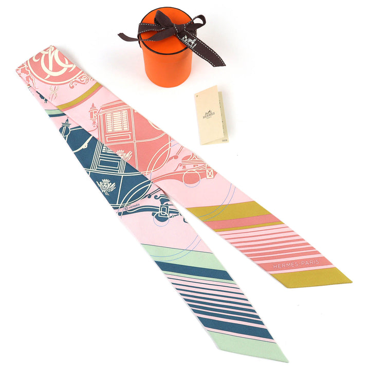 Pristine HERMES scarf Twilly Marble Silk Exlibris silk Women