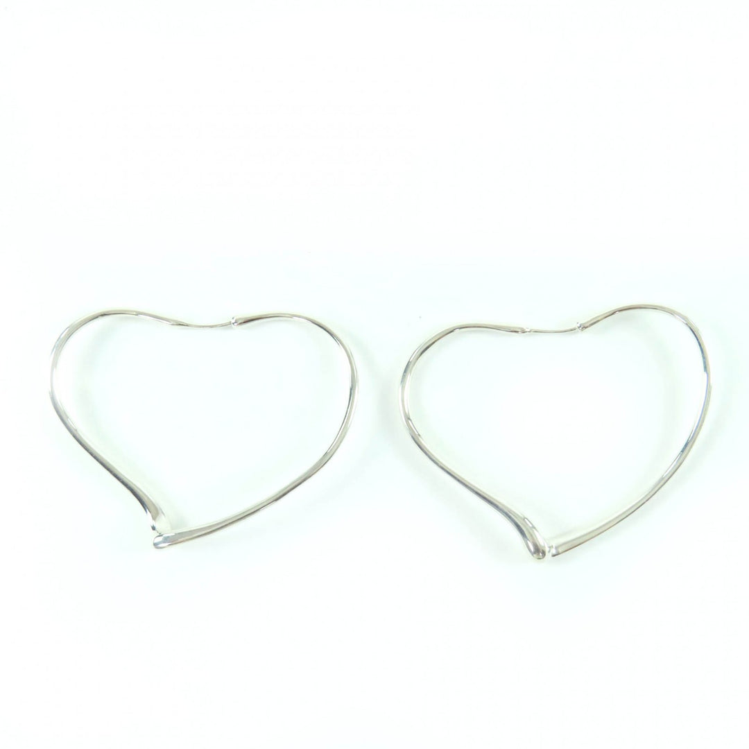 Great TIFFANY&Co. Pierce Open Heart Hoop Pierce, Medium Silver AG925 Women
