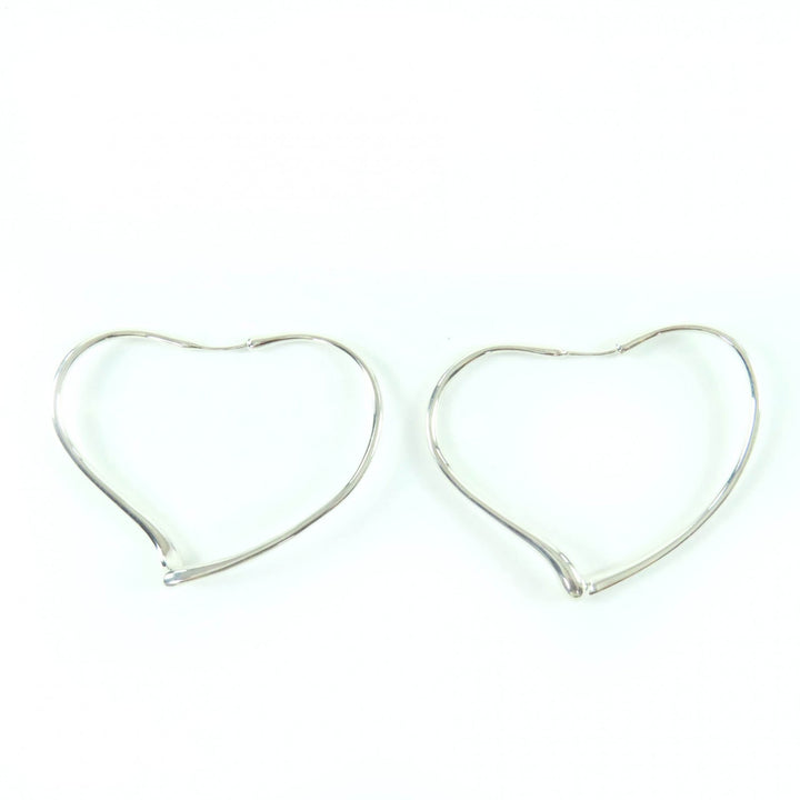 Great TIFFANY&Co. Pierce Open Heart Hoop Pierce, Medium Silver AG925 Women