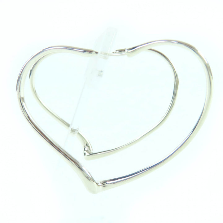 Great TIFFANY&Co. Pierce Open Heart Hoop Pierce, Medium Silver AG925 Women