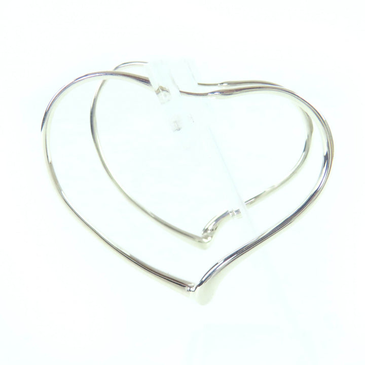 Great TIFFANY&Co. Pierce Open Heart Hoop Pierce, Medium Silver AG925 Women