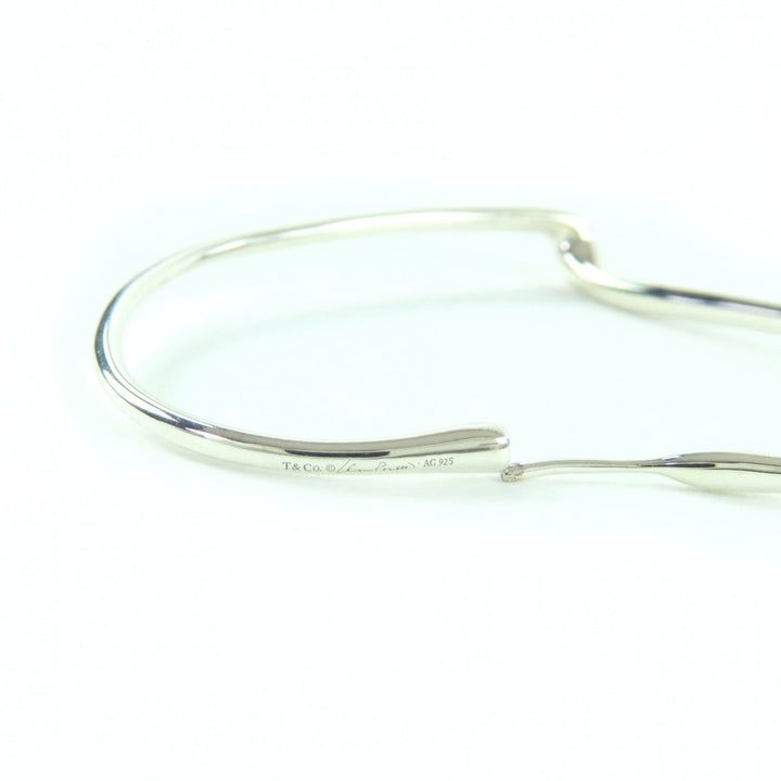 Great TIFFANY&Co. Pierce Open Heart Hoop Pierce, Medium Silver AG925 Women