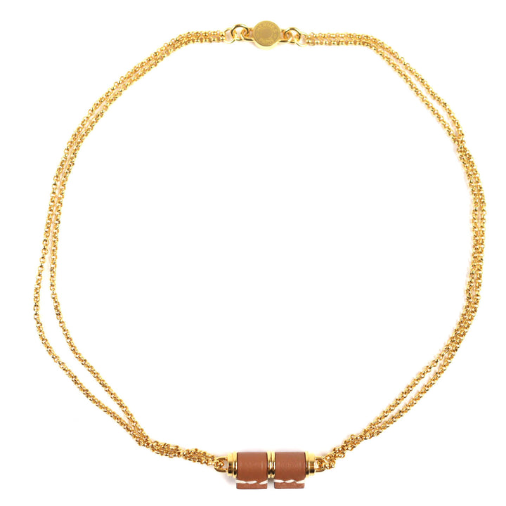 Pristine HERMES Necklace Charnier PM Serie gold Vaux Swift Leather Women