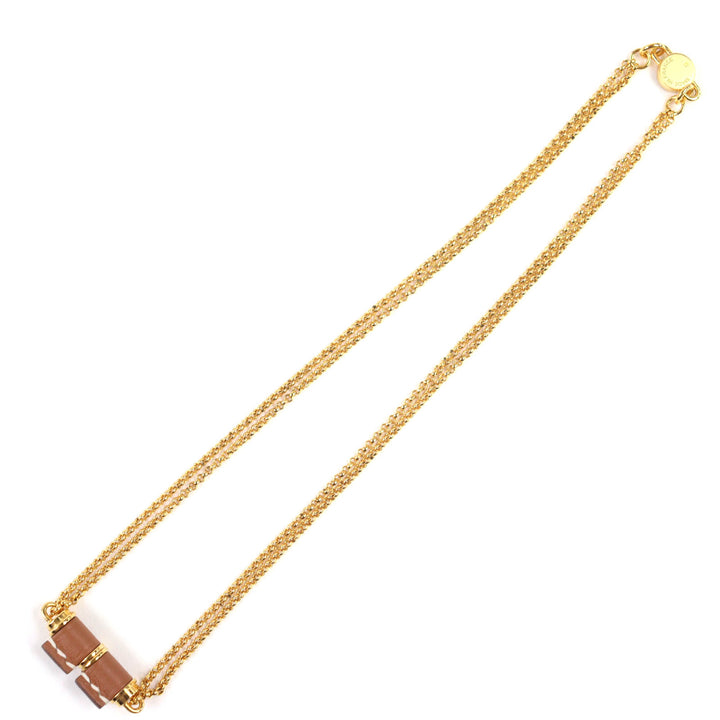 Pristine HERMES Necklace Charnier PM Serie gold Vaux Swift Leather Women