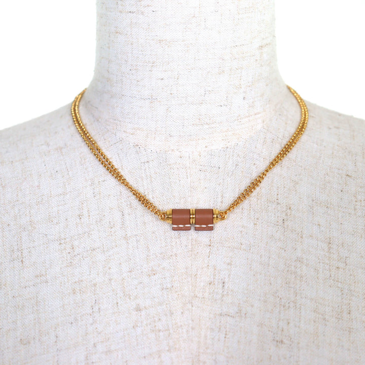 Pristine HERMES Necklace Charnier PM Serie gold Vaux Swift Leather Women