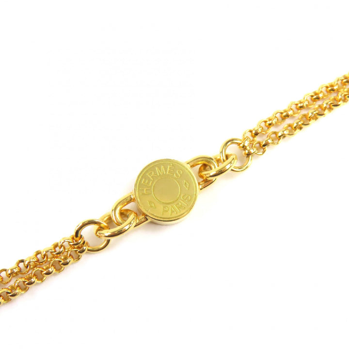 Pristine HERMES Necklace Charnier PM Serie gold Vaux Swift Leather Women