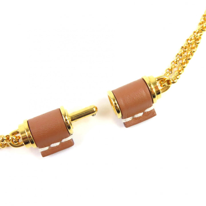 Pristine HERMES Necklace Charnier PM Serie gold Vaux Swift Leather Women