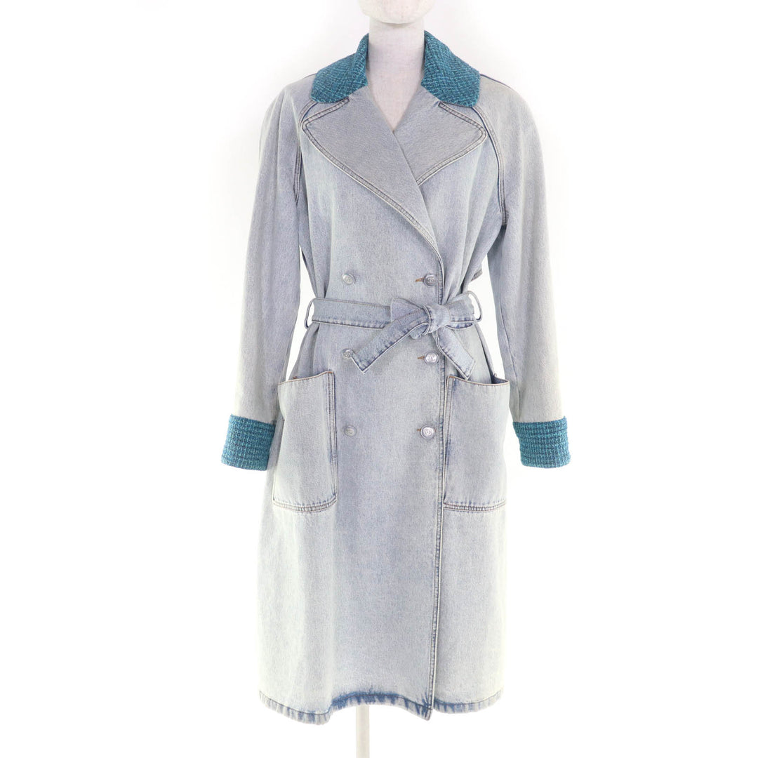 Great CHANEL coat indigo green cotton Women 34 P72344