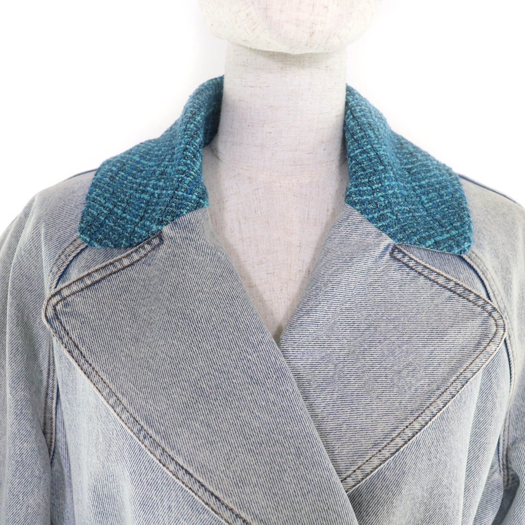 Great CHANEL coat indigo green cotton Women 34 P72344