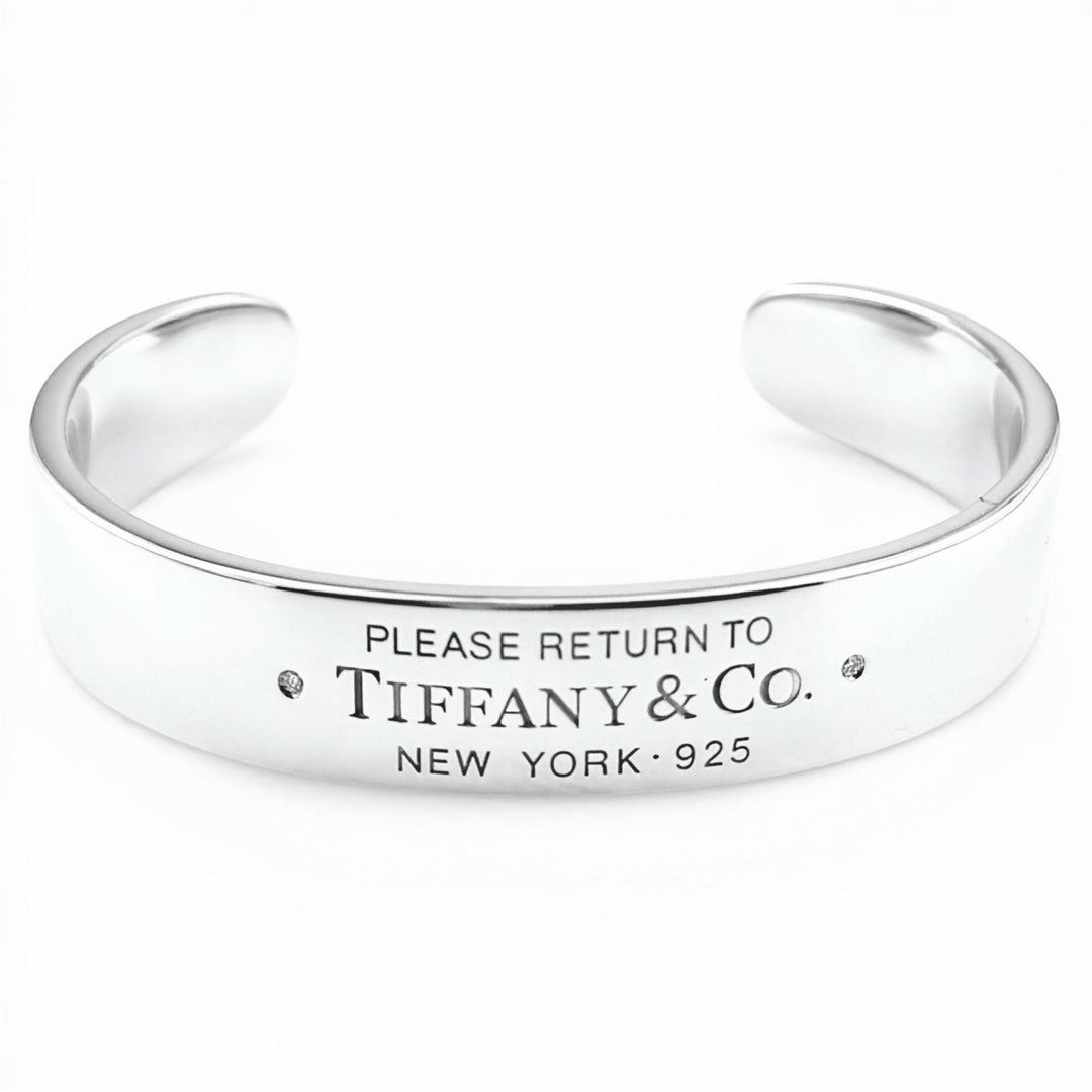 Excellent TIFFANY&Co. Bangle RTT Narrow Cuff Diamond Silver AG925 Women