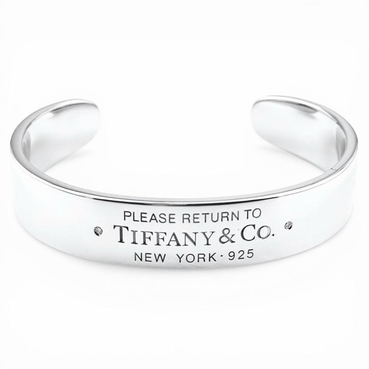 Excellent TIFFANY&Co. Bangle RTT Narrow Cuff Diamond Silver AG925 Women