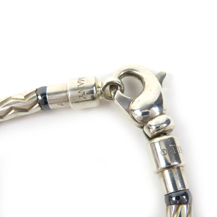 Great TIFFANY&Co. Hematite Aztec Zigzag Bracelet Accessories 7.5"" Silver 925