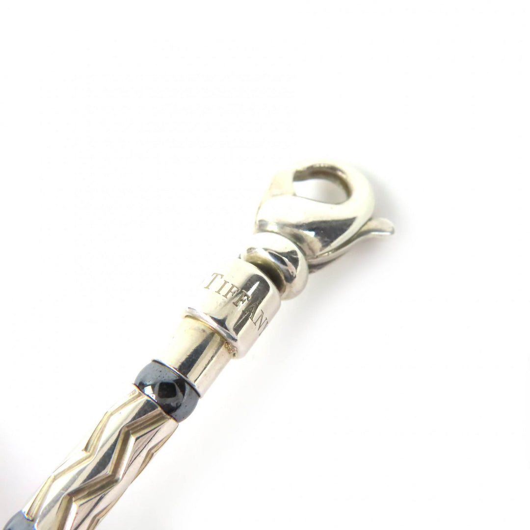 Great TIFFANY&Co. Hematite Aztec Zigzag Bracelet Accessories 7.5"" Silver 925