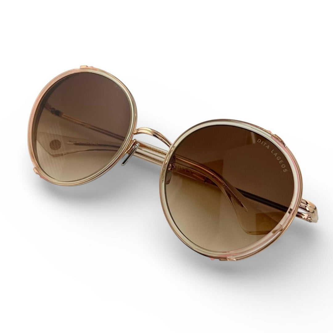 Pristine DITA sunglasses LAGEOS Round Oversize Rose gold Women DTS532