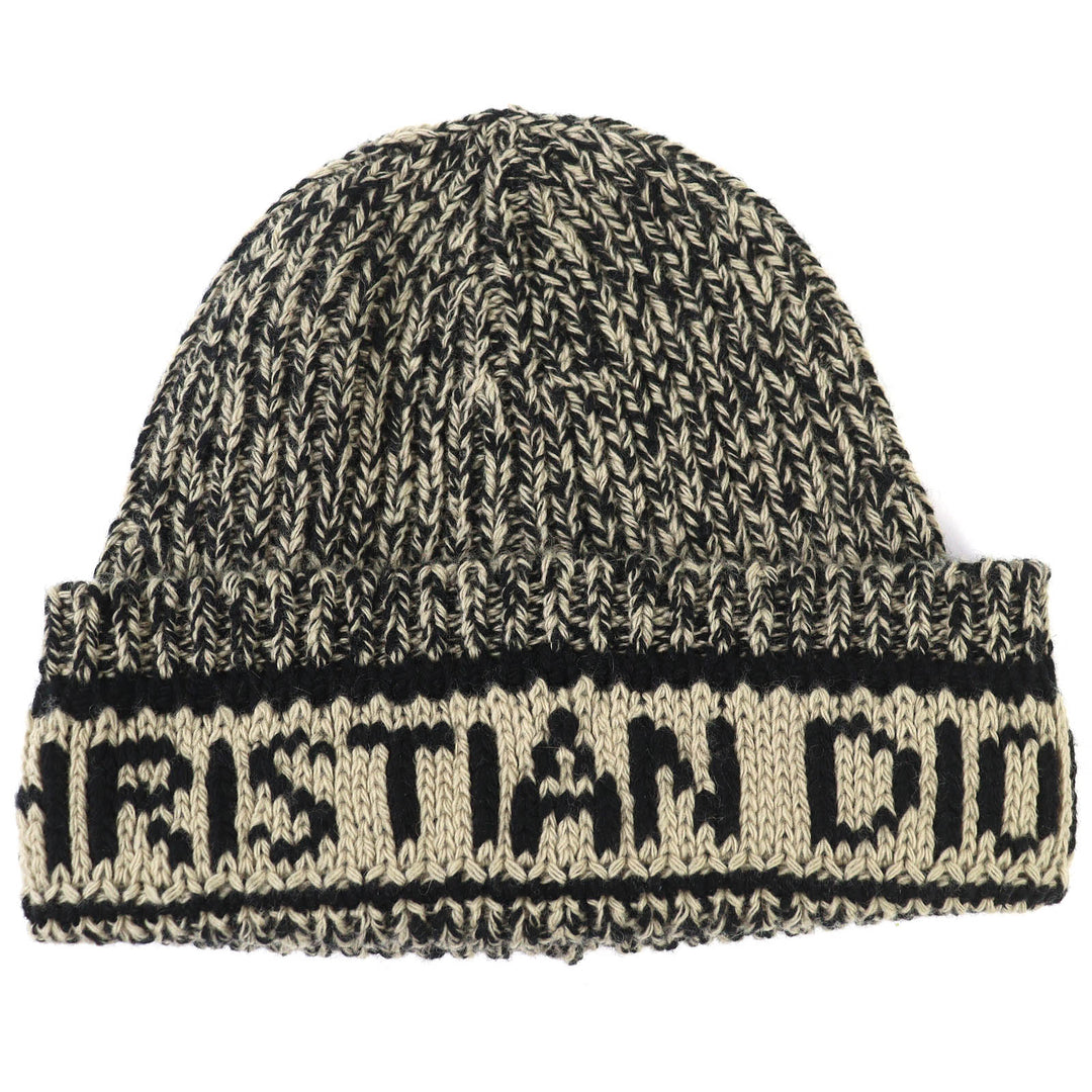 Excellent Christian Dior Knit cap Logo knit beanie beige wool Women 25DWI714S007